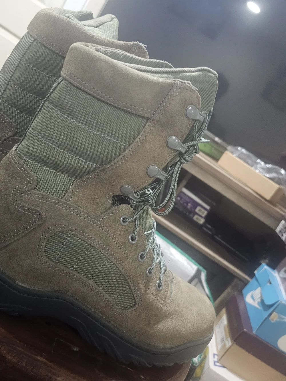 Reebok Men's Tactical Lace-Up Boots in Olive Green and Black